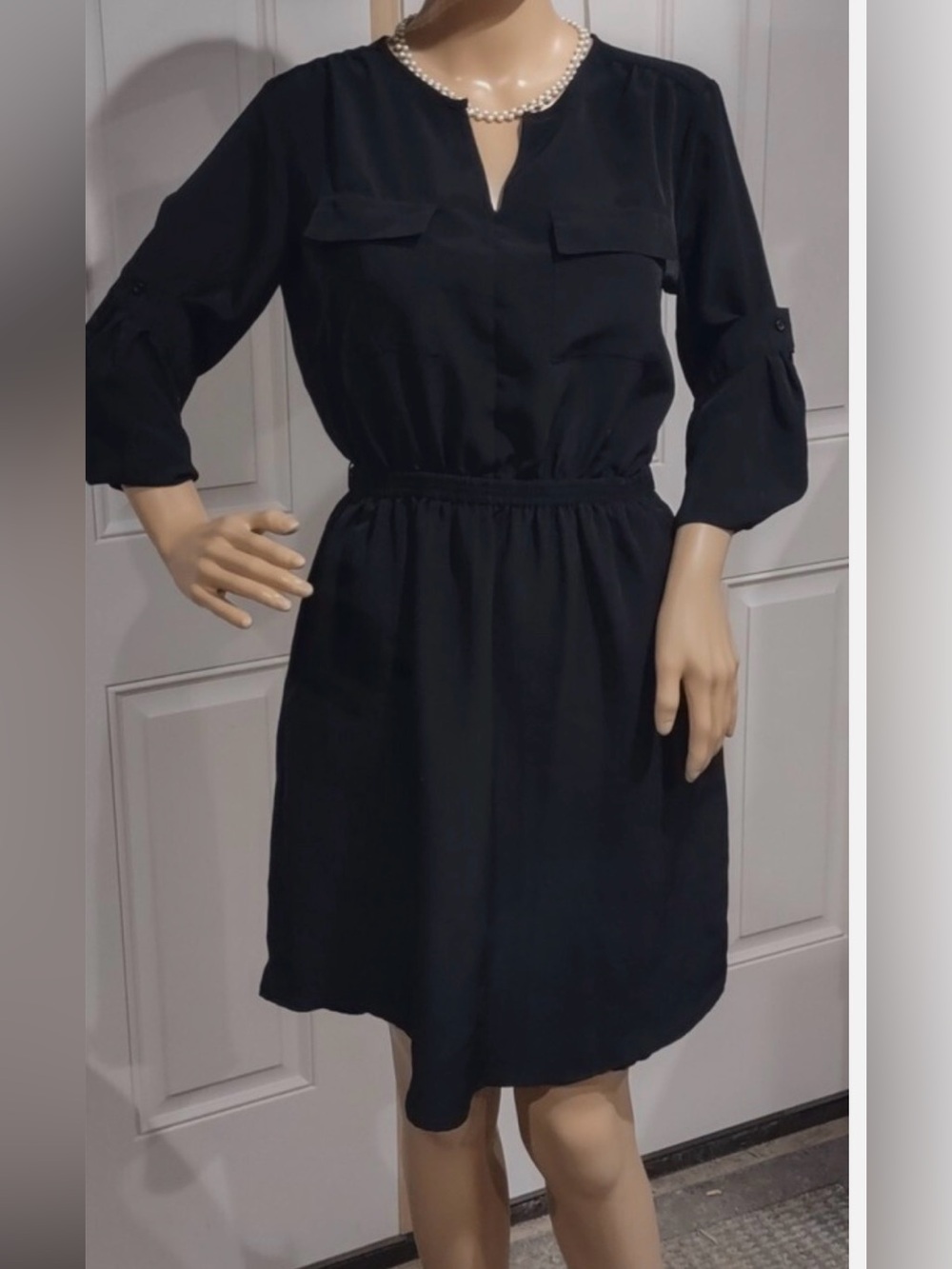 Mossimo Black Long-Sleeve Elastic-Waist Dress